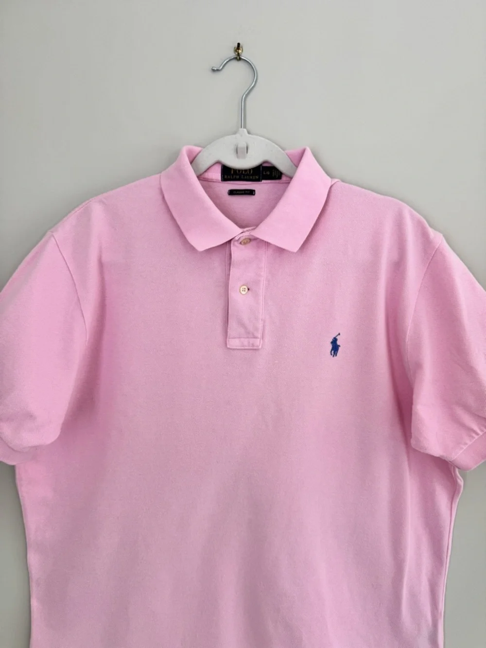 Polo Ralph Lauren Classic Fit Solid Pink Mesh Polo Shirt Pony Logo Size L